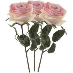 3 x Kunstbloemen steelbloem licht roze roos Simone 45 cm - Kunstbloemen
