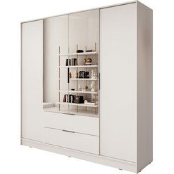 Meubella - Kledingkast Kaelum - Beige - 206 cm - Met spiegel