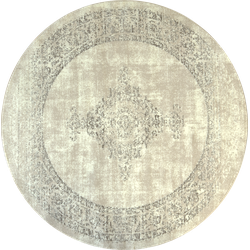 Istanbul Vintage - Laagpolig Vloerkleed - Rond - Retro Tapijt - Creme- 200 CM ROND
