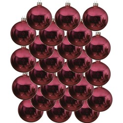 24x Glazen kerstballen glans kerst rood 6 cm kerstboom versiering/decoratie - Kerstbal