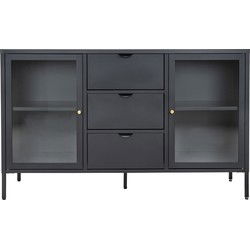 House Nordic Dressoir Dalby Zwart Staal met Glas