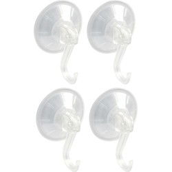AMIG Ophanghaken met zuignap - 4x - kunststof - transparant - diameter 4,5 cm - Handdoekhaakjes