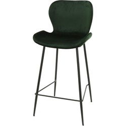 Barstoel Velvet Groen - Zithoogte 67cm - Zwart Onderstel - Giga Meubel - Set van 4