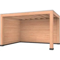 Douglas overkapping, 400 x 300 cm, met achterwand en zijwand, Westwood Robuust