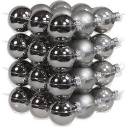 36x Titanium grijze glazen kerstballen 4 cm mat/glans - Kerstbal