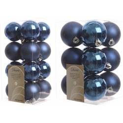 Kerstversiering kunststof kerstballen donkerblauw 4-6 cm pakket van 40x stuks - Kerstbal