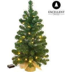 Kerstboom Excellent Trees® LED Jarbo 90 cm met verlichting - Kunstkerstboom inclusief LED Verlichting - Hoogwaardig PVC Materiaal - 80 Lampjes - Groen