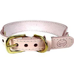 SAZZZ HALSBAND HOND SWEETIE CLASSIC LEER ROZE 32-39X2,5 CM