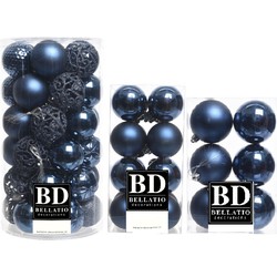 59x stuks kunststof kerstballen donkerblauw 4, 6 en 8 cm mix - Kerstbal