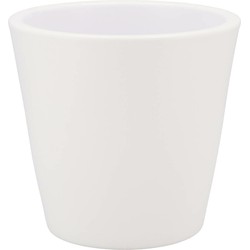 DK Design Bloempot/plantenpot - Vinci - wit mat - voor kamerplant - D16 x H18 cm - Plantenpotten