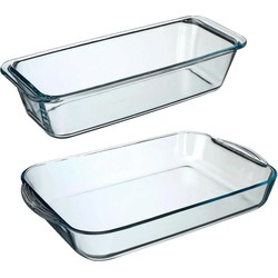 Ovenschalen set 2x formaten - Glas - 34 x 19 cm/31 x 12 cm - Ovenschalen