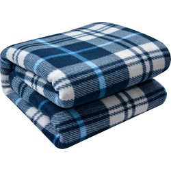 Clayre & Eef Plaid 180x200 cm Blauw Polyester Ruiten Deken