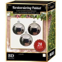 Zilveren Kerstversiering Kerstballen 24-delig 6 en 8 cm - Kerstbal