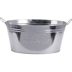 Pro Garden Bierflessen koeler Teil/emmer - zink - zilver - 50 x 35 cm - IJzeren emmer / teil