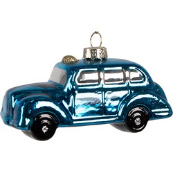 Clayre & Eef Kersthanger Auto 5 cm Blauw Glas Kerstboomversiering