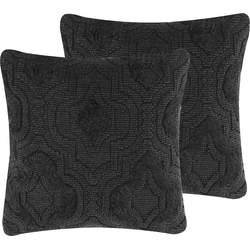 PAIKA  - Sierkussen set van 2 - Donkergrijs - 45 x 45 cm - Katoen