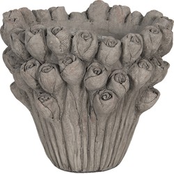 Clayre & Eef Bloempot  Ø 23x21 cm Grijs Steen Rond Bloemen Bloempot binnen