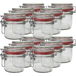 12x Glazen confituren pot/weckpot 200 ml met beugelsluiting en rubberen ring - Weckpotten