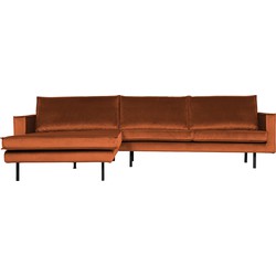 BePureHome Rodeo Chaise Longue Links - Velvet - Roest - 85x300x86