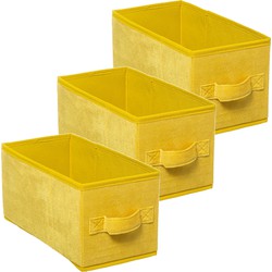 Set van 3x stuks opbergmand/kastmand 7 liter geel polyester 31 x 15 x 15 cm - Opbergmanden