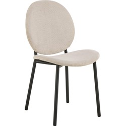 Eetkamerstoel - Beige - Stof - Zithoogte 46,5cm - Elda - Set van 2