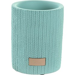 Badkamer tandenborstelhouder / drinkbeker - keramiek - mintgroen - 8 x 10 cm - Tandenborstelhouders