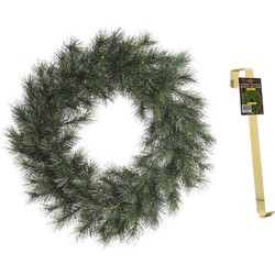 Groene kerstkrans 60 cm Malmo met gouden hanger - Kerstkransen