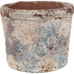 Clayre & Eef Bloempot Ø 12x10 cm Beige Blauw Terracotta