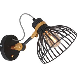 Landelijke Wandlamp - Anne Light & Home - Metaal - Landelijk - E27 - L: 26cm - Voor Binnen - Woonkamer - Eetkamer - Zwart