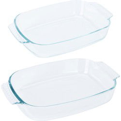 Ovenschalen 2-delige set - glas - ovaal - 2 en 2.7 Liter - vaatwasser bestendig - Ovenschalen
