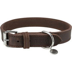TRIXIE HALSBAND HOND RUSTIC VETLEER DONKERBRUIN 42-48X2,5 CM