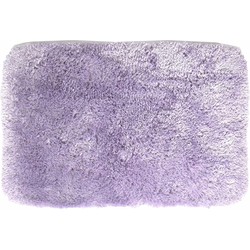 Spirella badkamer vloer kleedje/badmat tapijt - hoogpolig en luxe uitvoering - lila paars - 40 x 60 cm - Microfiber - Badmatjes