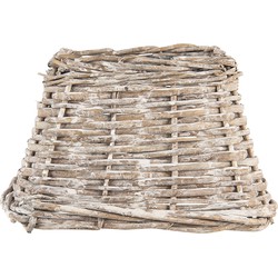 Clayre & Eef Lampenkap  21x21x14 cm Bruin Rotan Vierkant Stoffen Lampenkap