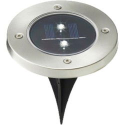 Solar tuinlamp/prikspot - RVS - 12 cm - grondspot op zonne-energie - Buitenverlichting