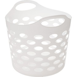 5Five Flexibele wasmand/opbergmand - rond - wit - 28 liter - D39 x H54 cm - Wasmanden