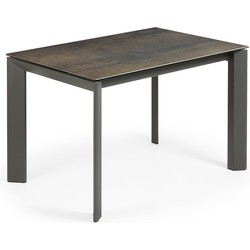 Kave Home - Axis uitschuifbare tafel van porselein met antraciet stalen poten 120 (180) cm