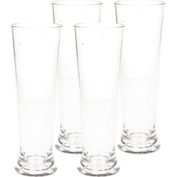 6x stuks onbreekbaar bierglas op voet transparant kunststof 30 cl/300 ml - Bierglazen