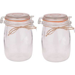 3x Glazen confituren potten/weckpotten 1000 ml 17 cm met beugelsluiting - Weckpotten