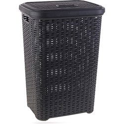 Plasticforte Wasmand - 2x - 60L- antraciet - kunststof - 35x43x62 cm - Wasmanden