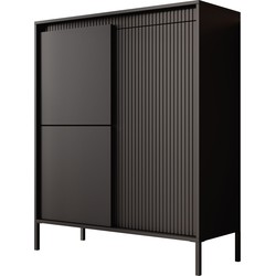 Meubella Dressoir Saran - Mat zwart - Hoog - 104 cm