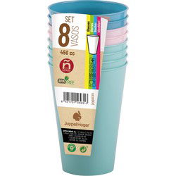 Juypal drinkbekers - 8x - pastel - kunststof - 450 ml - BPA-vrij - Drinkglazen