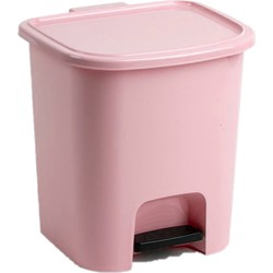 2x stuks kunststof afvalemmers/vuilnisemmers roze 7.5 liter met pedaal - Pedaalemmers