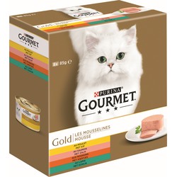 Gold Mousse mit Huhn, mit Lachs, mit Niere, mit Kaninchen 8x85g Katzenfutter - Gourmet