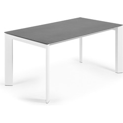 Kave Home - Axis uitschuifbare tafel van porselein met l witte poten 160 (220) cm