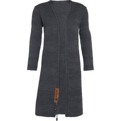 Knit Factory Sol Lang Gebreid Dames Vest - Antraciet - 40/42