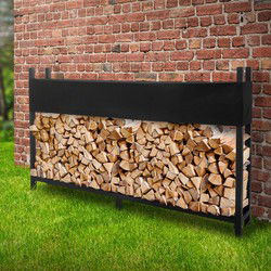 Haardhoutrek met deksel 200x25x115 cm antraciet staal ML design