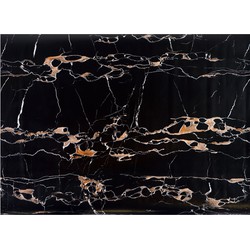 Decoratie plakfolie - marmer patroon zwart/goud - 45 cm x 2 m - zelfklevend - Meubelfolie