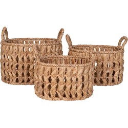 Balerma Basket - Mand met handvatten, waterhyacint, naturel, set van 3