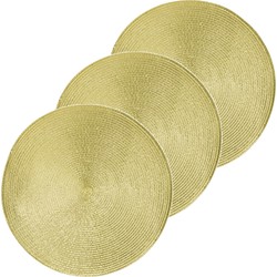 3x Ronde kerst placemats glimmend goud 38 cm geweven/gevlochten - Placemats