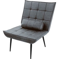 Loungestoel antraciet Gestoffeerde fauteuil met lendenkussen Relaxfauteuil ML design